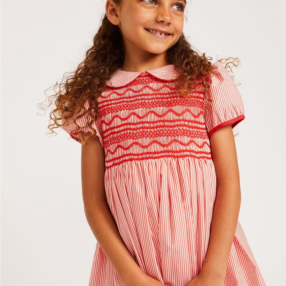 Lallie Alexis Red and White Striped Smocked Dress - Picture 2 of 11